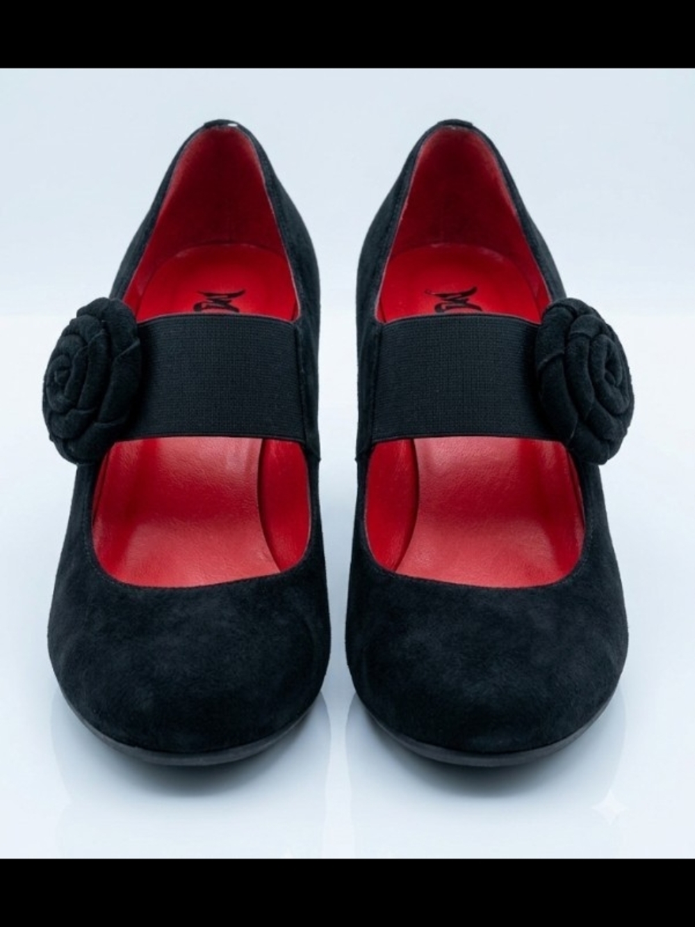 Pas De Rouge Black Suede Mary Jane Heels Red Insoles(Sz 9) Italian Quiet Luxury